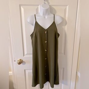 Army Green Mini Sun Dress - Thin Straps